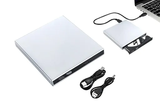 USB 2.0 Slim Protable External CD-RW Drive Writer Player for Laptop Notebook PC Desktop Computer -Silver