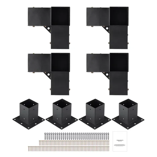 Pergola Bracket Kit 4''x4''(inner 3.6''x3.6''), 8pcs (4pcs 3-Way,4pcs Base) Heavy Duty Corner Bracket Woodworks DIY Post Base Kit, Easy Installation Wooden Beams for Gazebos, Patio Pergolas, Log Cabin Outdoor