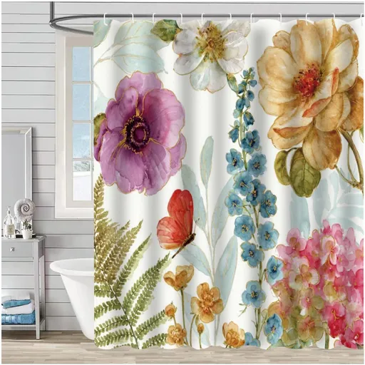 Shower Curtains,Floral Shower Curtain,Bathroom Decorations,Big Colourful Flowers Shower Curtains for Bathroom,,71" W x 71" L