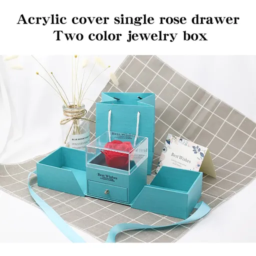 Eternal Roses Gift Box With Necklace,''Best Wishes'',Preserved Real Rose Jewelry Box With Exquisite Bows For Valentines Day,Mothers
