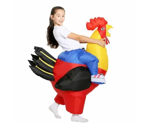 90-130cm Inflatable Christmas Rooster Halloween Costume Blow Up Suit Battery Power Cosplay Costume Christmas Party Babies size 90-130