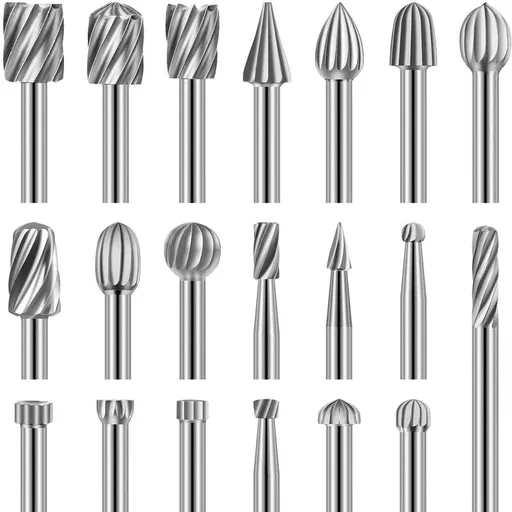 20 pcs ROtary Burr Set, High Speed Steel Carving Tool With 3Mm Grinding Head For Woodworking Carving Engraving Drilling