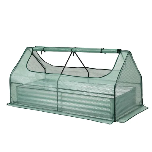 Green Fingers Raised Garden Bed with Greenhouse 3 in 1 Galvanised Planter Box Kit
