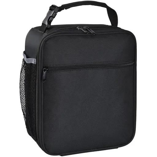 Leakproof Portable Lunch Box for Women Men Boys Girls, Large Capacity Cooler Bag with Handle and Bottle Pocket for Office School Camping Hiking Outdoor Beach Picnic (Black)