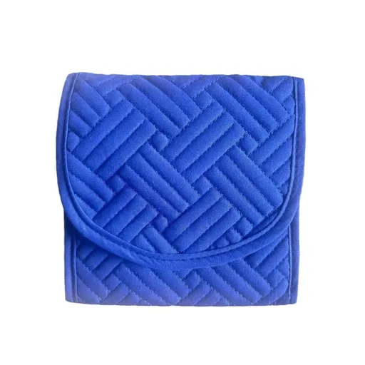 15cm Travel Jewelry Box with Compartments, Dark Blue Compact Jewelry Storage Bag Easy to Carry in Your Bag