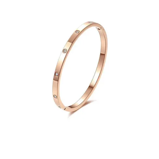 Men Women Titanium Stainless Steel Bracelet Bangle Cuff Party Simple Jewelry - Rose gold