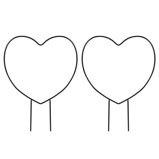 2 Pcs Black Iron Garden Trellis for Climbing Plant Vine Plant Metal Support Wire Heart Shaped Plants Climbing Holder Rack