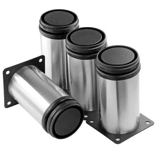 4 Inch Metal Furniture Legs Stainless Steel Adjustable Legs Silver Table Legs Round Cabinet Legs for Coffee Table Cabinet Desk