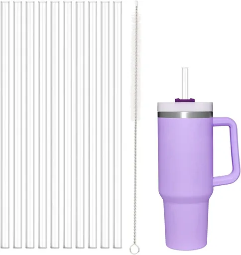 10 PCS Straw Cleaner Brush and 10 Pcs Replacement Straw for Stanley Cup 40 oz 30 oz 64 oz Tumbler