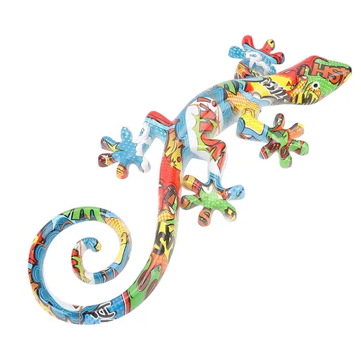 Wall Gecko Hanging Ornament Resin Vibrant Colors Gecko Wall Decor Sculpture for Porch Balcony Colorful
