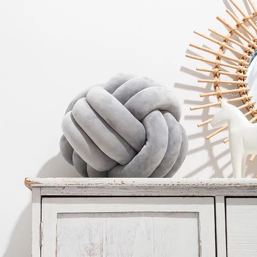 light gray cushion Soft knot ball pillows,round throw pillow cushion Home Decoration Plush Pillow,Throw Knotted Pillow Round