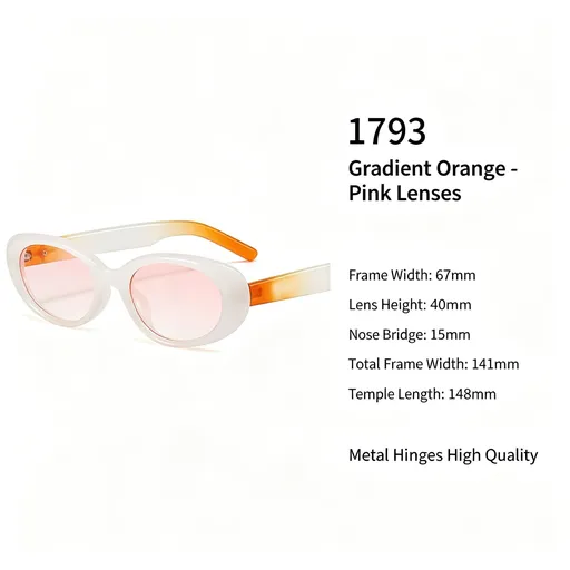 Dreamy Gradient Cat Eye Sunglasses UV400 Proof, Orange Pink Gradient Lens Romantic Vibe, for Christmas Gifting