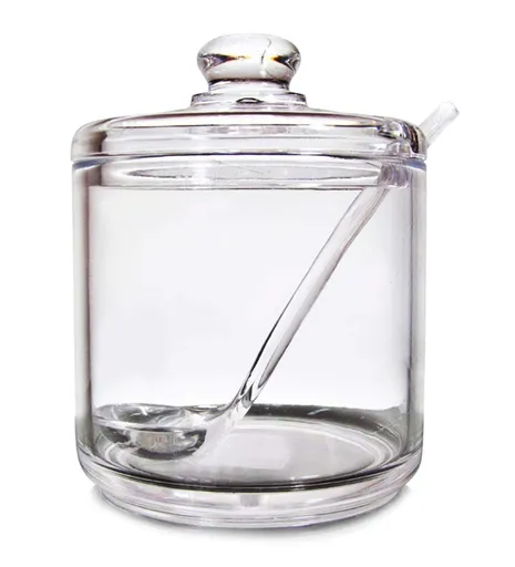 Clean Acrylic Sugar Bowl Spice Jar Salt Storage Jar Seasoning Pot with Lid Spoon strong and durable Acrylic material is safe