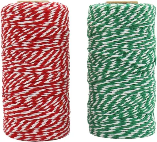 Bakers Twine, 656 Feet 2 Rolls Christmas Twine String Ribbon for Gift Wrapping, Pastry Boxes Tying, Festival Decorations, DIY Crafts (328Feet Each Roll)