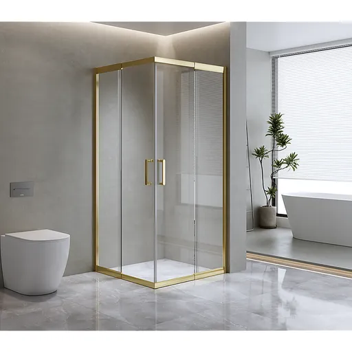 Adjustable 900x1200mm Double Sliding Door Glass Shower Screen in Gold
