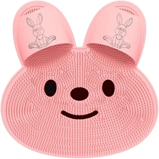 Silicone Bunny Foot Rubbing Mat, Bathroom Non-Slip Shower Massage Mat for Feet, 12x12in (30x30cm), Hanging Design with Suction Cups, Soft Easy Drain