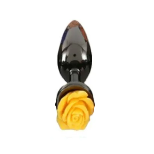 House Of Dasein Colourful Rose Black Metal Anal Small Butt Plug - Yellow