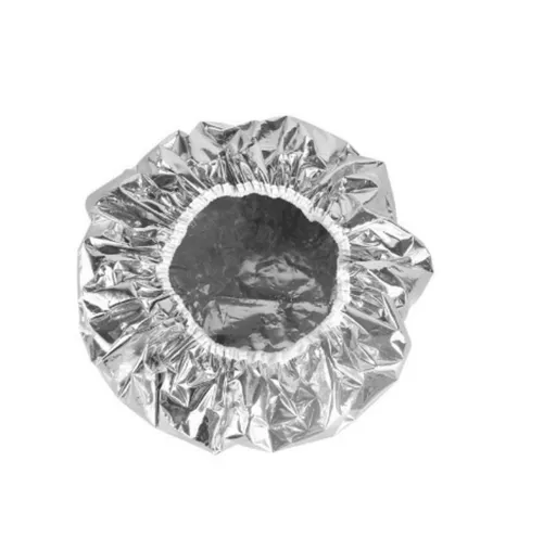 Shower Cap Heat Insulation Aluminum Foil Hat Elastic Bathing Cap for Women Hair Salon Bathroom -2pes Silver /golden