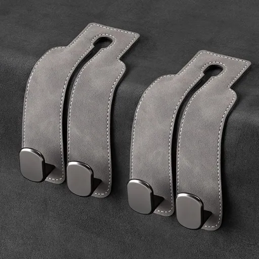 Car Headrest Hook, Car Hook for Wallet & Bag, Car Wallet Hook (Grey - Pack of 2)