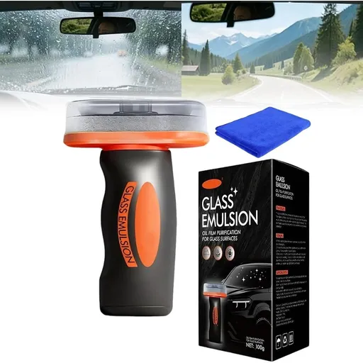 Glass Guard Windshield Cleaner Oil Film Remover for Car with Cleaning Board, Car Glass Oil Film Cleaner, Improve Windshield Clarity for Safe Driving