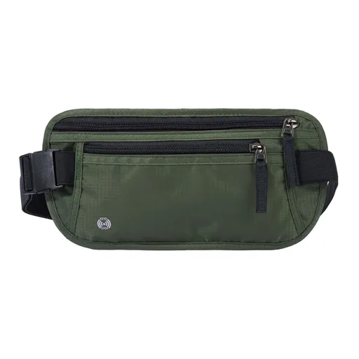 RFID Blocking Slim Anti-theft Waist Bag, Hidden Travel Money Belt for Passport, Documents and Cash, Army Green