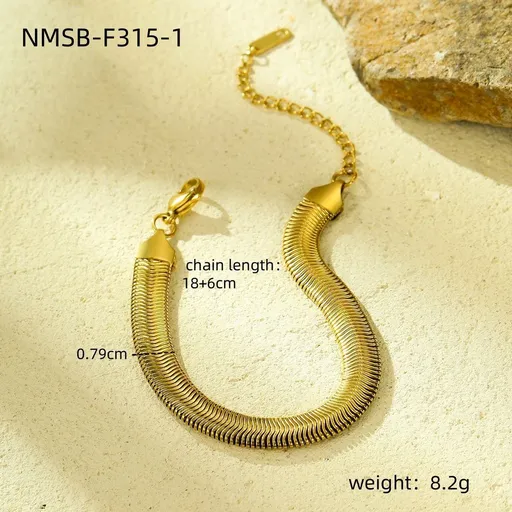01 Snake Bone Chain Gold | Titanium Steel Women's Bracelet | Christmas Minimalist Commute Gift | 18K Gold Plated Stainless Steel Adjustable Stackable Hand Jewelry