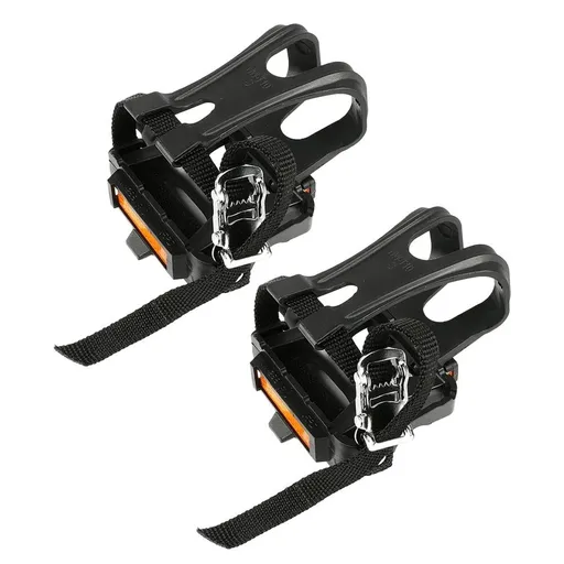 1 Pair Black Nylon Cycling Pedal Toe Clip Straps for Road Mountain Bikes and Adjustable