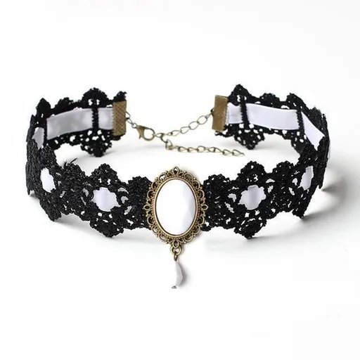 Veile Studios Gothic Lace Choker - White