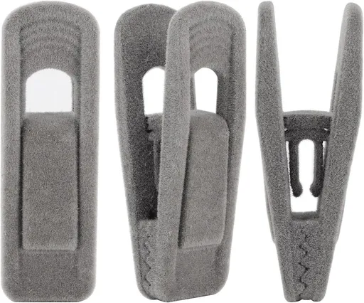 Set of 20 velvet clothespins, flocked clothespins, perfect for use with narrow velvet pendants – Grijs