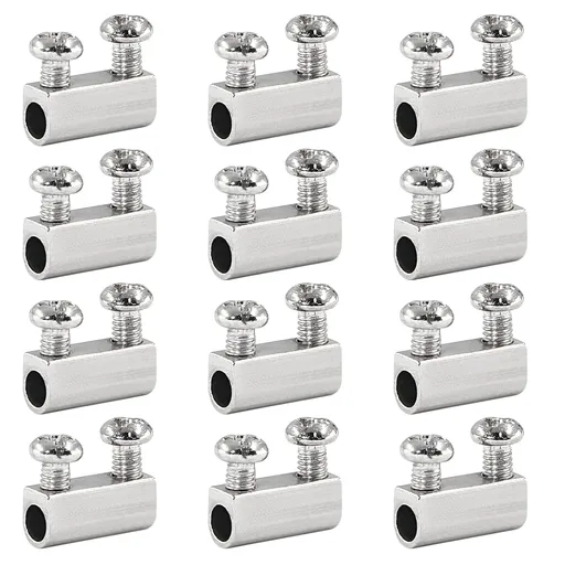 Biaungdo 12 Pcs Stainless Steel Wire Rope Cable Clamp, Adjustable New Upgrade Double Hole Wire Rope Clamp Fastener