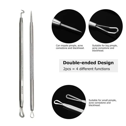 Pimple Popper Tool Acne Extractors Blemish Remover Ingrown Hair Tweezers Removal Kit Whitehead Remover 8-in-1