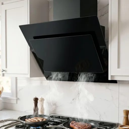 Devanti 900mm Range Hood 90cm Rangehood Glass Black