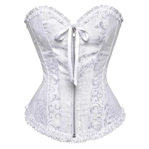 House Of Dasein White Floral Corset Sweetheart Bustline Zip Front - White - 6Xl