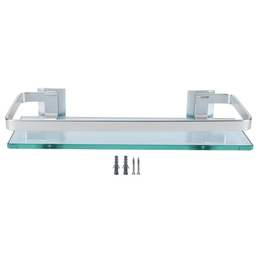 Space Aluminum Shelf Tempered Thickened Glass Bathroom Toilet Glass Storage Organizer Rack