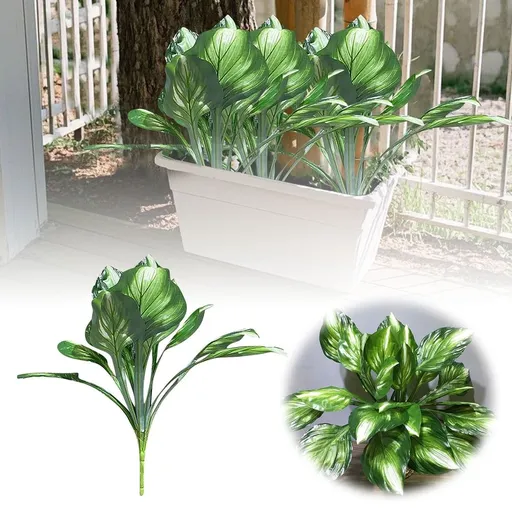 Artificial Bushes 19 Inch, UV Resistant Greenery Plant, Lifelike Shade Foliage For Garden Porch Home Office Outdoor Decor