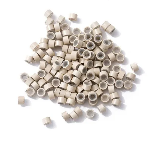 Micro Ring Beads Silicone Lined 5mm x 3mm 200 Pieces White Blonde Off White Blonde Grey Blonde Dark Blonde Light Brown Brown Dark Brown Black Burgundy