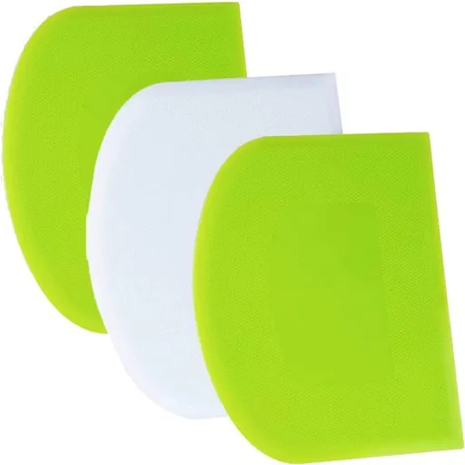 Dough Scraper - 3-Piece - Bread Scraper - Flexible Bowl Scraper - Home Baking Supplies - Green and White