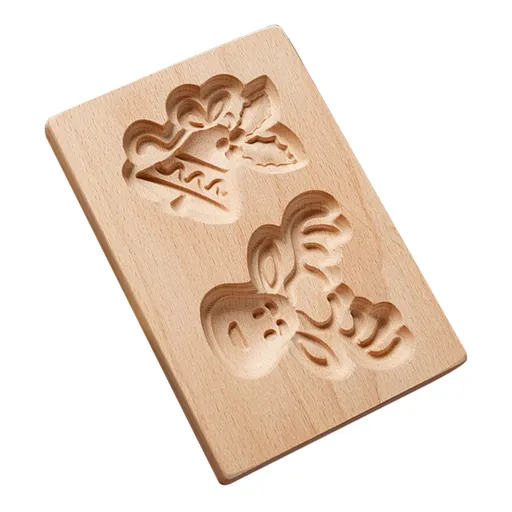 Wooden Cookie Biscuit Mold, 3D Baking Mold, Embossing Craft Decorating Baking Tool, Suitable for Halloween Kitchen DIY (Deer)