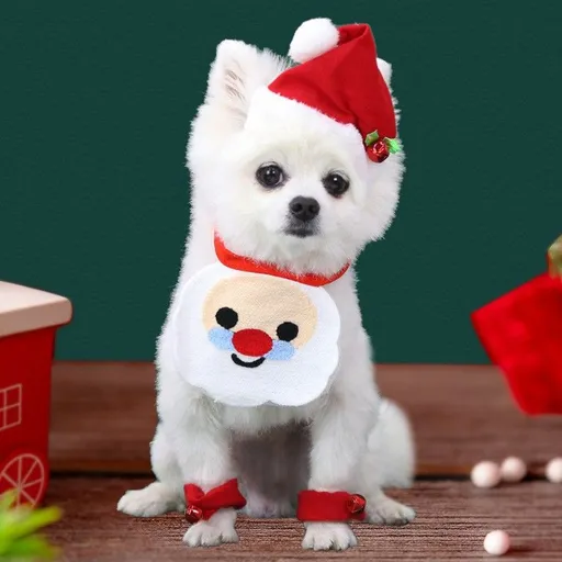 INS Christmas Dog Bib Reindeer Cotton Bandana Tie-on Santa Claus Bib One Size (Length 65cm)
