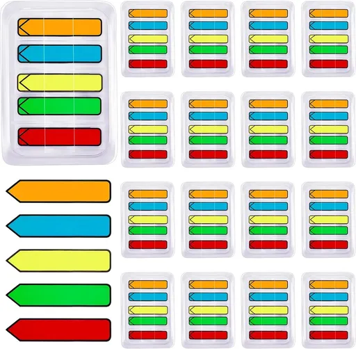 6 Packs/600Pcs Arrow Flags Arrow Tabs,5 Colors Sticky Flags Arrow Sticky Notes,Sign Stickers,Message Flags for Office,Notebook,Annotating,Books,Notary,Books(Multicolor)