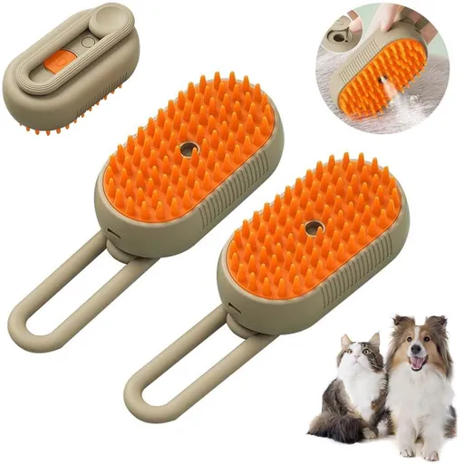 Cat Steam Brush, 3 in 1 Self Cleaning Cat Steamy Pet Brush Steamer Brush for Massage for Removing Tangled and Loosse Hair (2PCS Light Green) Light Green