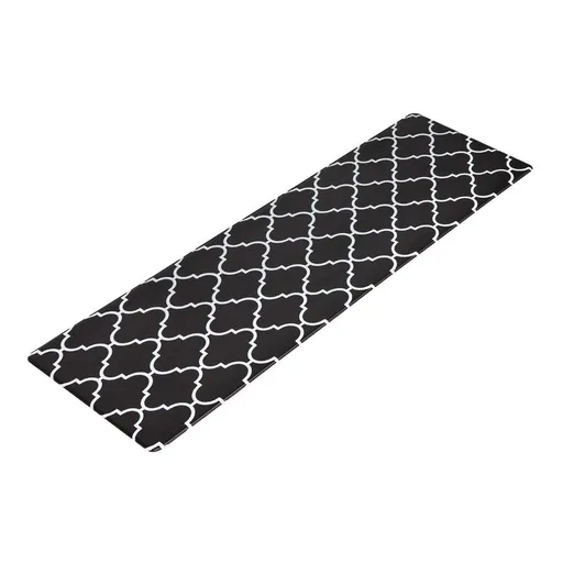 PVC Kitchen Floor Runner Non-Slip Waterproof 50 x 160 cm Black Moroccan Trellis