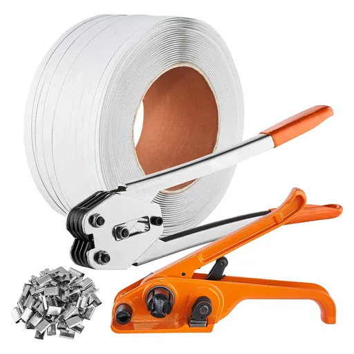 Banding Strapping Kit with Strapping Tensioner Tool, Banding Sealer Tool, 100 m Length PP Band, 100 Metal Seals, Pallet Packaging Strapping Banding Kit, Banding Packaging Strapping for Packing