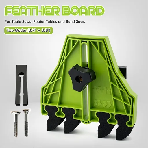Versatile Woodworking Featherboard with EVA Pressure Teeth for Table Saws, Router Tables, and Band Saws, Enhancing Safety and Precision in Wood Cutting Tasks (Green, 1PCS)