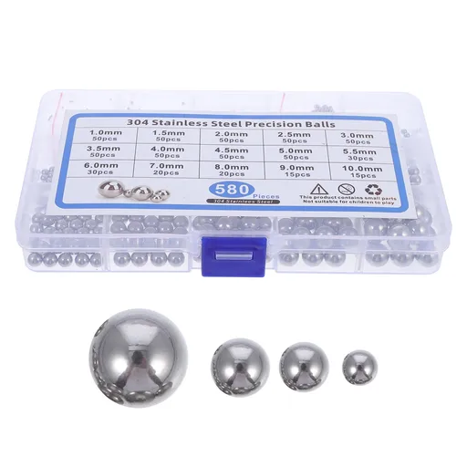 Bearing Steel Ball Assortment 580Pcs Round Easy Installation Mechanical Components 1X1X1CM Silver
