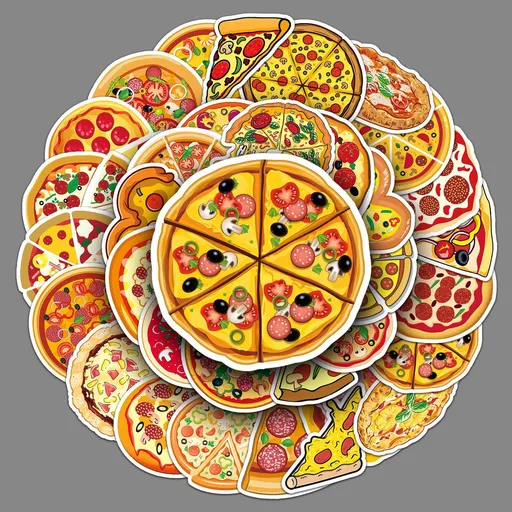 Stickers Pack, 50PCs, Aesthetic Vinyl Decals, Food Stickers , Laptop, Water Bottle, Stickers for Kids, Toddlers, Teens (Pizza)