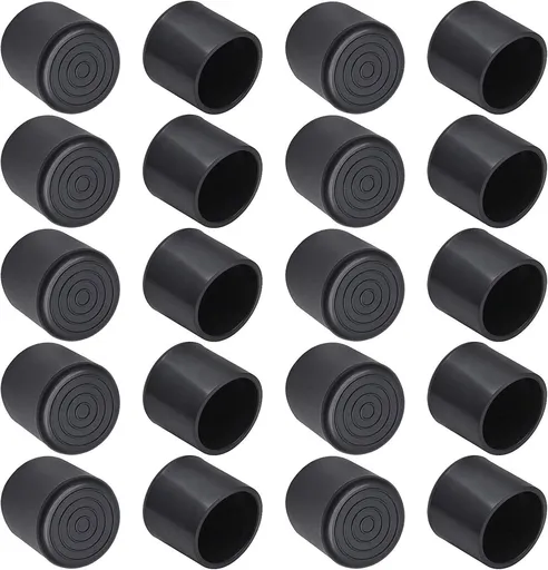 20 pieces - Chair Leg Caps - 22*22*25mm - furniture leg covers - Round rubber furniture leg protectors - Chair protector - floor protection - chair leg protectors - chair socks - for chair legs, table and sofa - black
