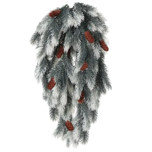 Artificial Christmas Teardrop 30 Inch, Pine Needle Greenery With Pine Cone, Winter Front Door Stair Fireplace Indoor Outdoor Decor