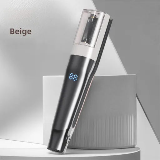 2 in 1 Beige Mini Split End Hair Trimmer and Straightening Comb - Cordless USB Rechargeable Hair Cut Remover Tool with Removable Blade for Easy Hair Smoothing Without Reducing Overall Length