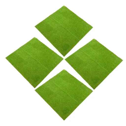 4-Pack Artificial Grass Squares, Green Fake Turf Pads Perfect for Crafts, Landscaping, Projects and Home Decor